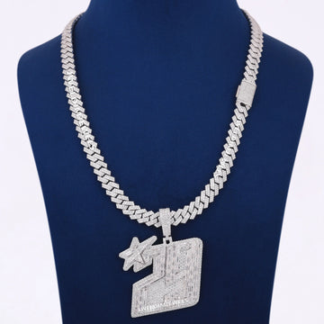 Fully Iced K Letter Name Custom HipHop Chain Pendant VVS Moissanite Diamond Silver & Yellow Gold Plated Initial Letter Pendant Necklace for Men (Copy) Gurukrupa-Gems