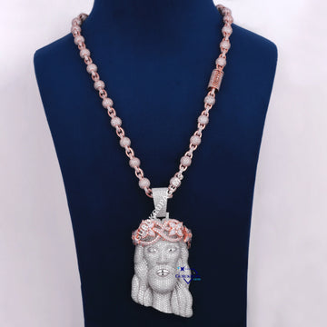 Fully Iced Out Customized Diamond Chain With Pendant Classic 14K Gold Chain With Jesus Pendant Gurukrupa-Gems