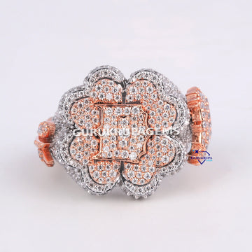 Fully Iced Out Hip Hop Diamond Ring For Party Wear Luxury Looking Lab Diamond Ring 14KT Gold Two Tone Color Ring Gurukrupa-Gems