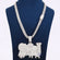Fully Iced Out Small Round Cut Lab Diamond Chain With Pendant In 14KT White Gold Gurukrupa-Gems