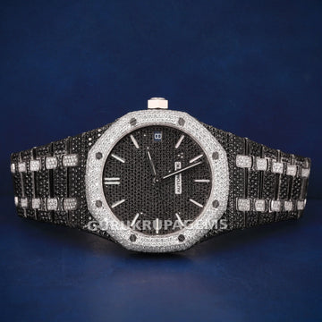 Fully Iced Out White Classy Watches for Women with Arabic Orange Numerals Gurukrupa-Gems