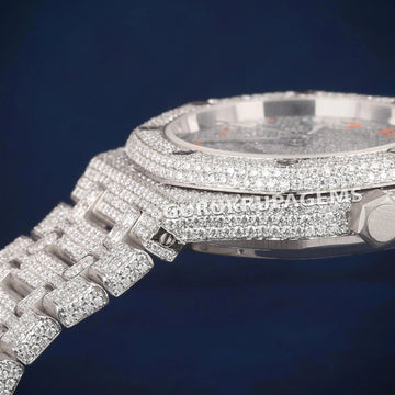 Fully Iced Out Arabic Numeral Watch for Men with Diamond Bezel and Custom Roman Style Gurukrupa-Gems