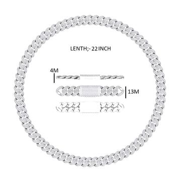 White Gold Iced Cuban Link Chain for Men in Bold Hip Hop Style with Full Diamond Shine Gurukrupa-Gems