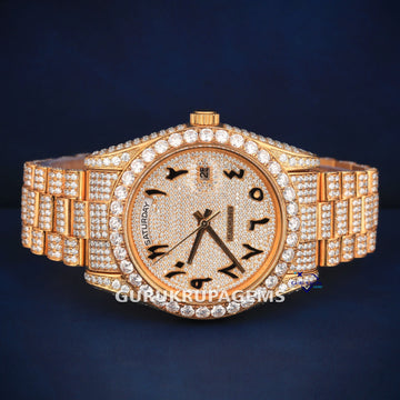 Fully iced out custom yellow hip hop vvs diamond watch Gurukrupa-Gems