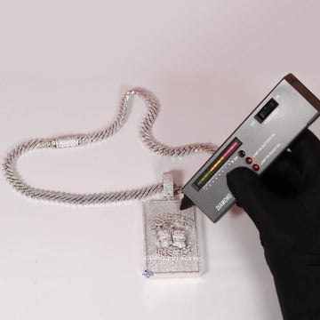 Fully iced out mens hiphop chain with pendant in 14 kt gold with enhanced vvs clarity Gurukrupa-Gems
