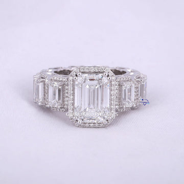 Fully iced out ring crafted in 14 kt gold elegantly designed in emerald diamonds with lab grown diamonds Gurukrupa-Gems