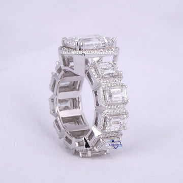 Fully iced out ring crafted in 14 kt gold elegantly designed in emerald diamonds with lab grown diamonds Gurukrupa-Gems