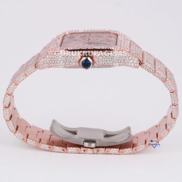 Fully iced out skeleton styled lab grown diamond watch for men made in stainless steel Gurukrupa-Gems