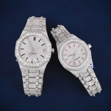 Fully white couple diamond VVS clarity watches Gurukrupa-Gems