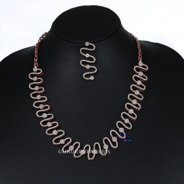 Gift this exceptional diamond necklace formed in 14 kt rose gold lab created diamonds necklace Gurukrupa-Gems