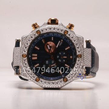 Half-watch chronograph with moissanite diamonds, this stylish and trending timepiece captures attention