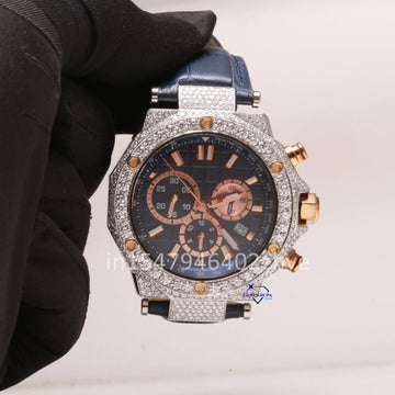 Half-watch chronograph with moissanite diamonds, this stylish and trending timepiece captures attention