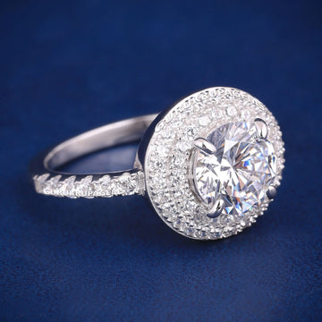 Halo Style Round Diamond Engagement Ring with Pavé Band in 14K Yellow Gold Gurukrupa-Gems