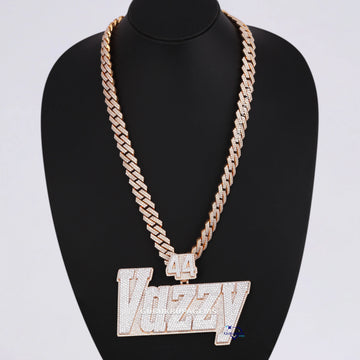 Hip Hop Diamond Chain Pendant 14KT Gold With Diamond Chain Pendant VVS Clarity Diamond Jewelry Name Plate Diamond Chain Pendant Gurukrupa-Gems