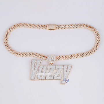 Hip Hop Diamond Chain Pendant 14KT Gold With Diamond Chain Pendant VVS Clarity Diamond Jewelry Name Plate Diamond Chain Pendant Gurukrupa-Gems