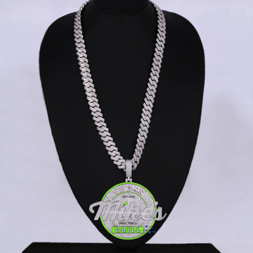 Hip Hop lab grown diamond chain with pendant crafted for men in 14 kt white gold and embellished neon shine Gurukrupa-Gems