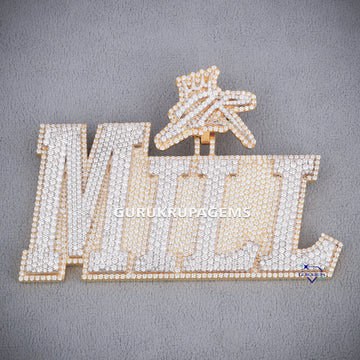 Hip hop custom letter engravings two tone diamond pendant for men with vvs clarity diamonds Gurukrupa-Gems
