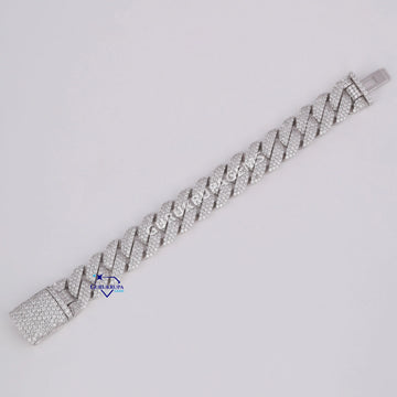 Hip hop custom made cuban diamond bracelet for men in 14kt white gold lab grown diamonds Gurukrupa-Gems