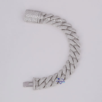 Hip hop custom made cuban diamond bracelet for men in 14kt white gold lab grown diamonds Gurukrupa-Gems
