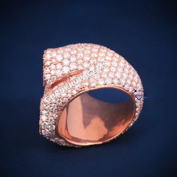Hip hop diamond cross ring full rose gold diamond Gurukrupa-Gems