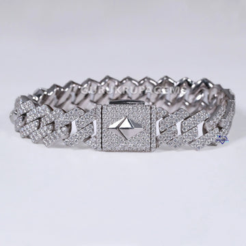 Hip hop diamond cuban bracelet for men crafted in 14 kt white gold lab grown diamonds Gurukrupa-Gems