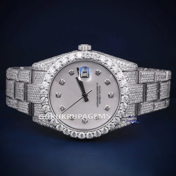Hip hop diamond watch white dial vvs clarity Gurukrupa-Gems