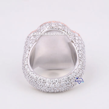 Hip hop fully iced out baguette and round def color vvs clarity clover ring Gurukrupa-Gems