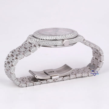 Hip hop lab grown diamond studded watch crafted in stainless steel with vvs clarity diamonds Gurukrupa-Gems