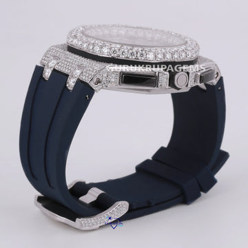 Hip hop mens lab grown diamond watch in rubber belt for with VVS clarity Gurukrupa-Gems