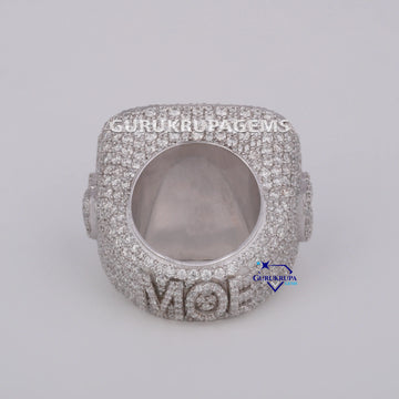 Hip hop ring for classy look fully customized made in 14 kt gold moissnaite diamonds Gurukrupa-Gems