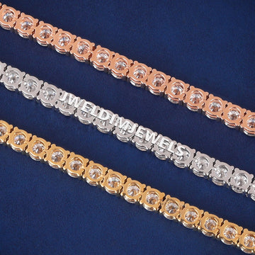 HipHop Iced Out Rainbow Sapphire Tennis White Gold Diamond Bracelet Multicolor Ombre Princess Cut Diamond Design for Unisex Gurukrupa-Gems