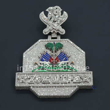 Hip hop fully iced out diamond pendant 14 kt white gold diamond pendant with custom made jewlery