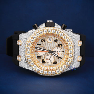 Hot selling black strap diamond watch for men Gurukrupa-Gems