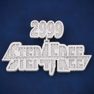 Icy Custom Big Baguette Three Letter Pendant 7mm Double Layer Full Diamond New Baguette Initial Necklace Pendant for Unisex Gurukrupa-Gems