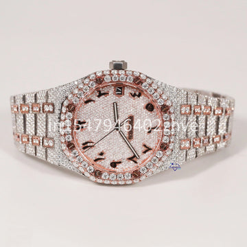 Indulge in luxury with a unique moissanite diamond rose gold color watch for men featuring Arabic numerals-Gurukrupa-Gems