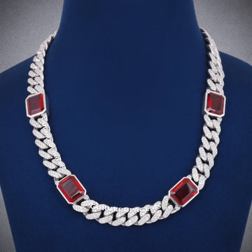 Infinity Cuban Link Chain 10MM White Gold Plated Round VVS DIamonds Chain Necklace For men Gurukrupa-Gems