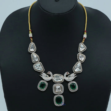 Introducing this unique polki statement piece necklace in 14 kt gold with lab diamonds Gurukrupa-Gems