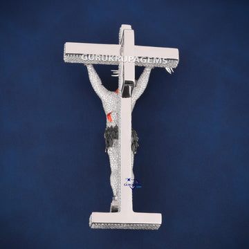 Jesus cross enamel custom diamond vvs pendant - Gurukrupa-Gems