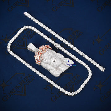 Jesus diamond set necklace combo deals Gurukrupa-Gems