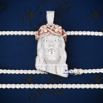 Jesus diamond set necklace combo deals Gurukrupa-Gems