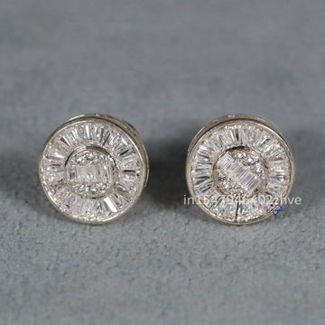 Lab Created Tapered Baguette Diamond With 14 KT White Gold Earring For women with vvs clarity diamonds
