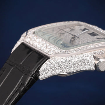 Leather black belt red custom hip hop rappers style diamond watch Gurukrupa-Gems