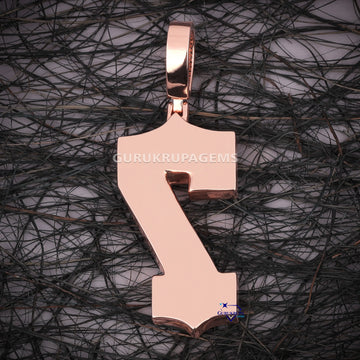 Lucky 7 number pendant with vvs clarity diamonds crafted for unisex VVS baguette and round cut diamonds Gurukrupa-Gems
