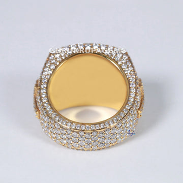 Luxurious lab grown diamond hip hop ring crafted for custom alphabets in 14 kt yellow and white gold Gurukrupa-Gems