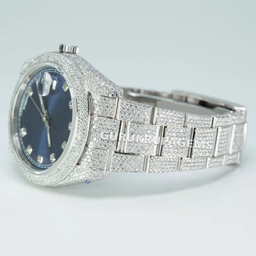 Luxurious moissanite diamond watch with white and rose gold fully iced out meticulously crafted for men Gurukrupa-Gems