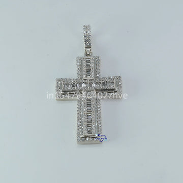 Luxurious spiritually inspired cross 14 kt white gold lab grown diamond pendant for vvs clarity