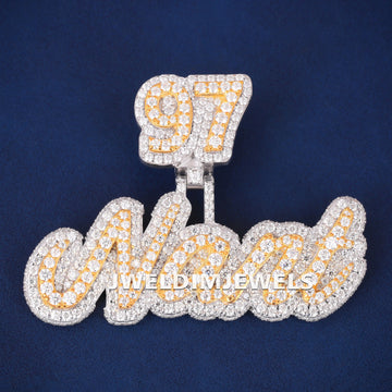 Luxury Big Custom Baguette & Round Cut Diamond 29 with Star Pendant for Mens 925 Sterling Silver Pendants Gurukrupa-Gems