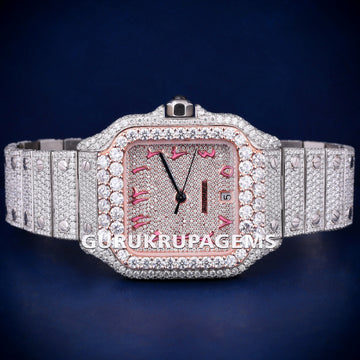 Luxury Men Watch Diamond VVS White Diamond Bezel for Mens & Womens Watches Yellow Gold Plated Mechanical Movement Gurukrupa-Gems
