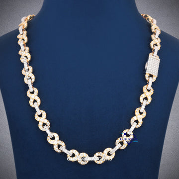 Luxury Two Tone 24 Inch 12mm Infinity Link Necklace with VVS Clarity Diamond Lock Gurukrupa-Gems