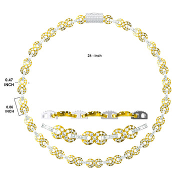 Luxury Two Tone 24 Inch 12mm Infinity Link Necklace with VVS Clarity Diamond Lock Gurukrupa-Gems
